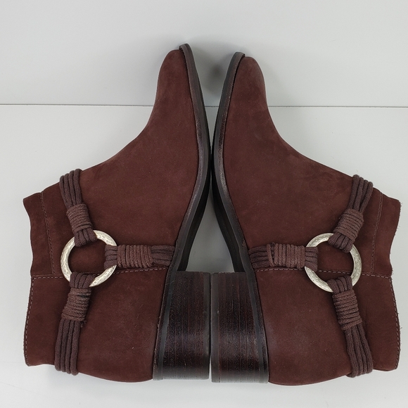 Bernardo Brown Nubuck Harness Pull On Cowgirl Western Short Booties Sz 8.5M - Picture 5 of 12